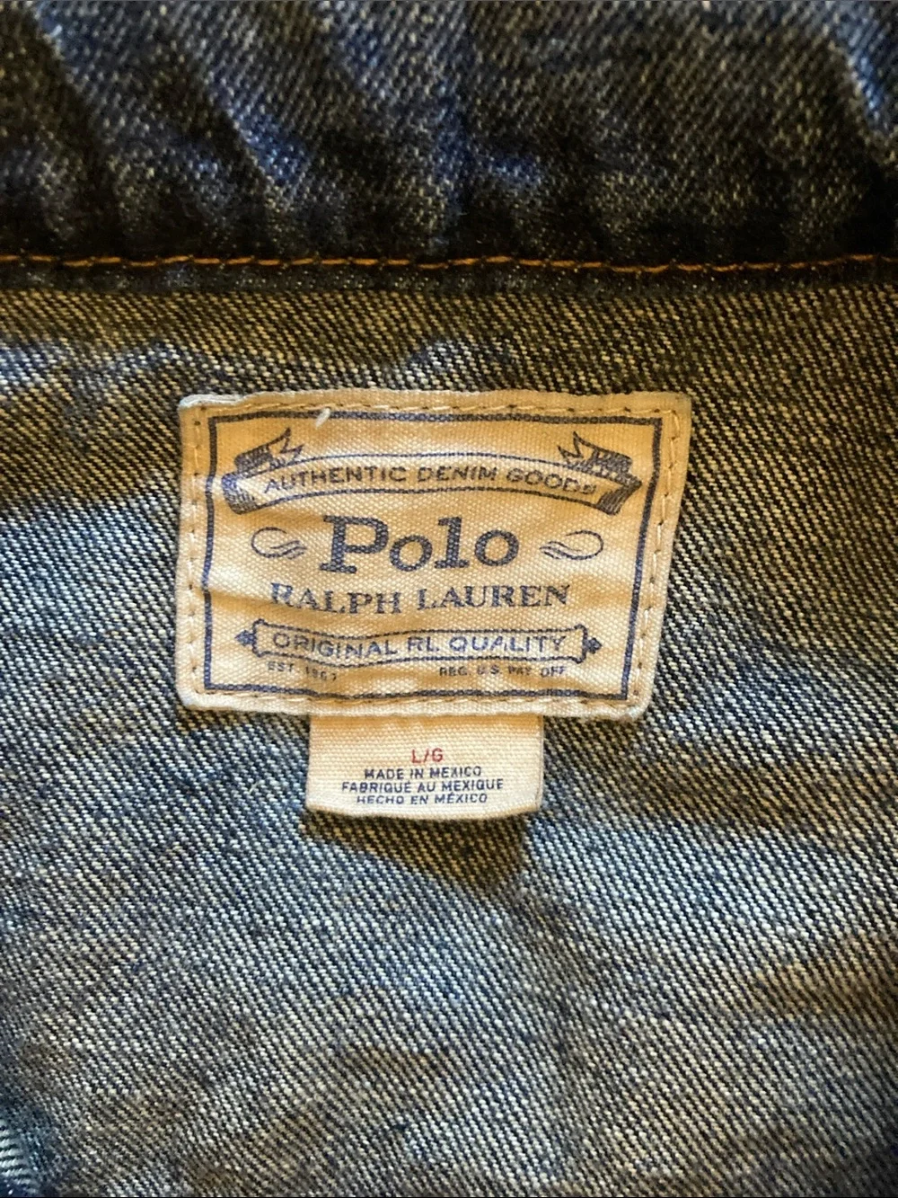 Polo by Ralph Lauren Indigo Denim Jacket size Large excellent condition